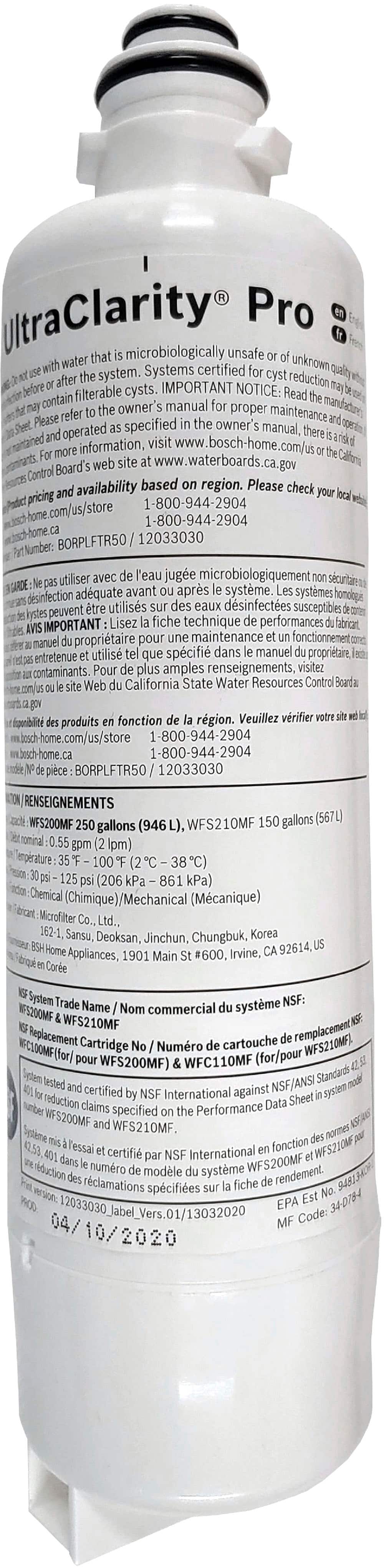 Water Filter Replacement for Bosch Refrigerators - White