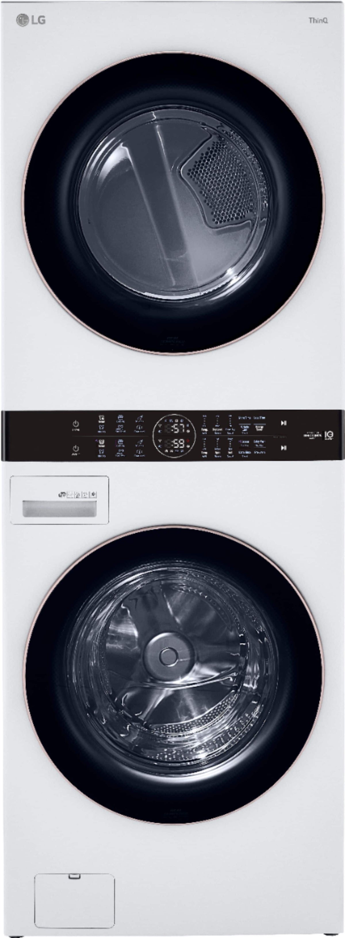 LG - 4.5 Cu. Ft. HE Smart Front Load Washer and 7.4 Cu. Ft. Electric Dryer WashTower with Steam and Built-In Intelligence - White