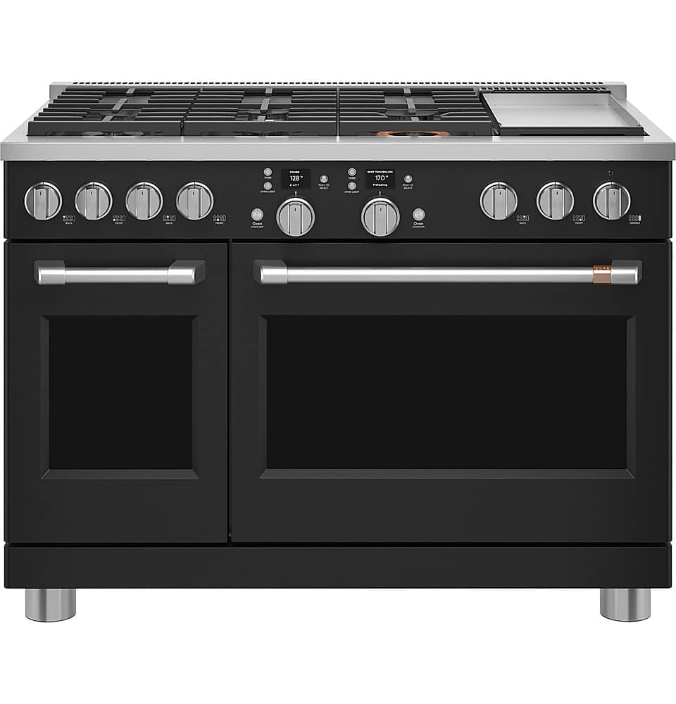 Café - 48 in. Wide 6 Burners 8.25 Cu. Ft. Freestanding Double Oven Dual Fuel True Convection Range, Customizable - Matte Black