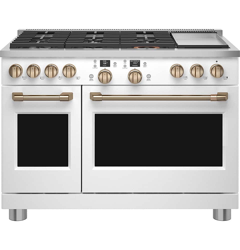 Café - 48 in. Wide 6 Burners 8.25 Cu. Ft. Freestanding Double Oven Dual Fuel True Convection Range, Customizable - Matte White