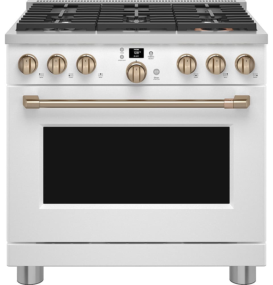 Café - 36 in. Wide 6 Burners 6.2 Cu. Ft. Freestanding Gas Convection Range with 6 Burners, Customizable - Matte White