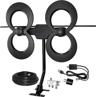 Antennas Direct - ClearStream 4MAX Complete Amplified Indoor/Outdoor HDTV Antenna with Mast, Coaxial Cable, Amplifier, and 3-Way Splitter