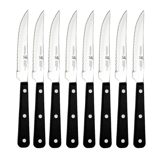 Angle. Henckels - 8-pc Serrated Steak Knife Set - Black.