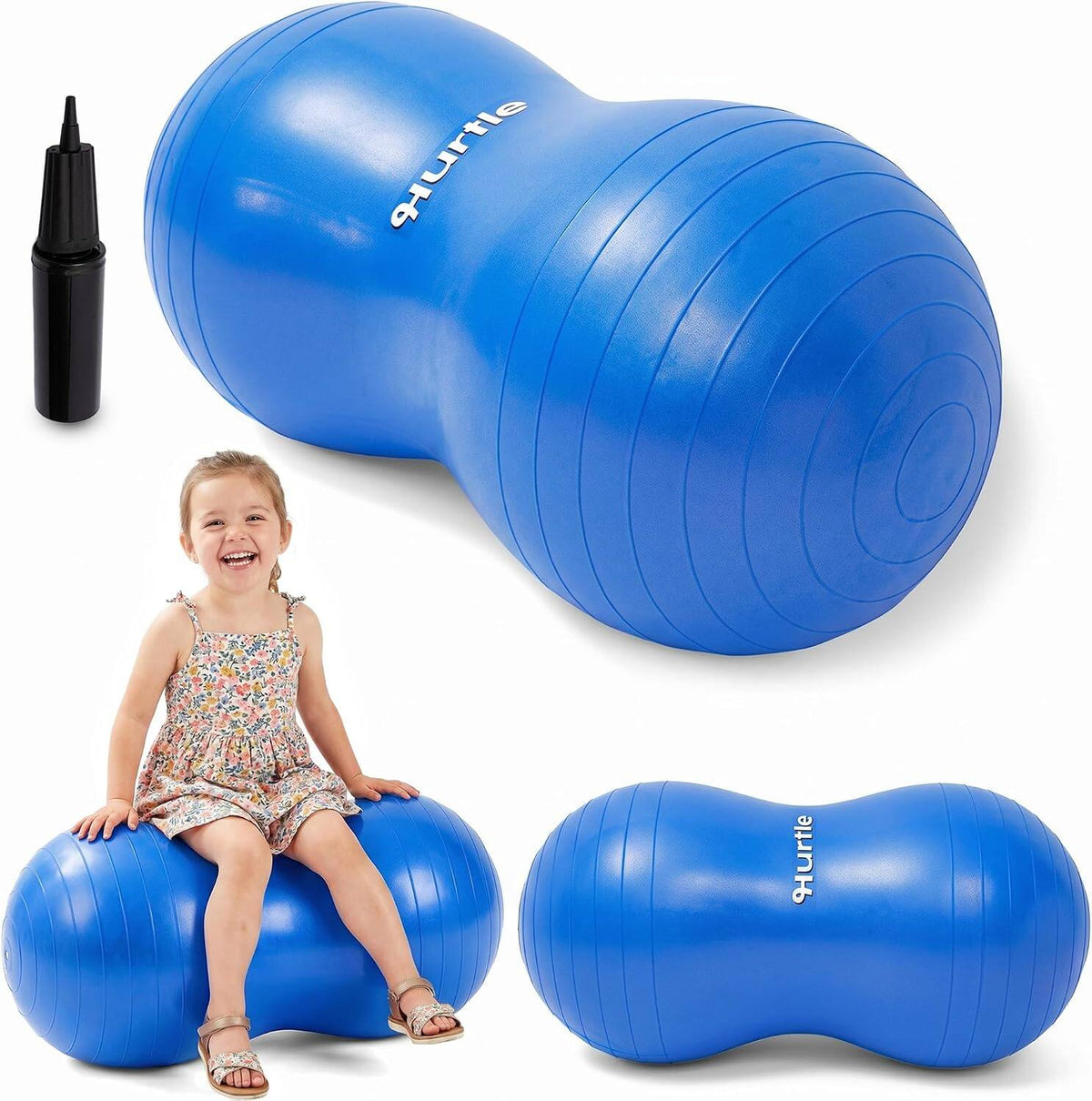 Hurtle - Peanut Exercise Ball Active Seat for Yoga, Balance Training & Flexible Sitting for Kids and Adults - Blue