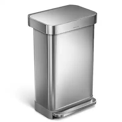 simplehuman - 45 Liter Rectangular Hands-Free Kitchen Step Trash Can with Soft-Close Lid