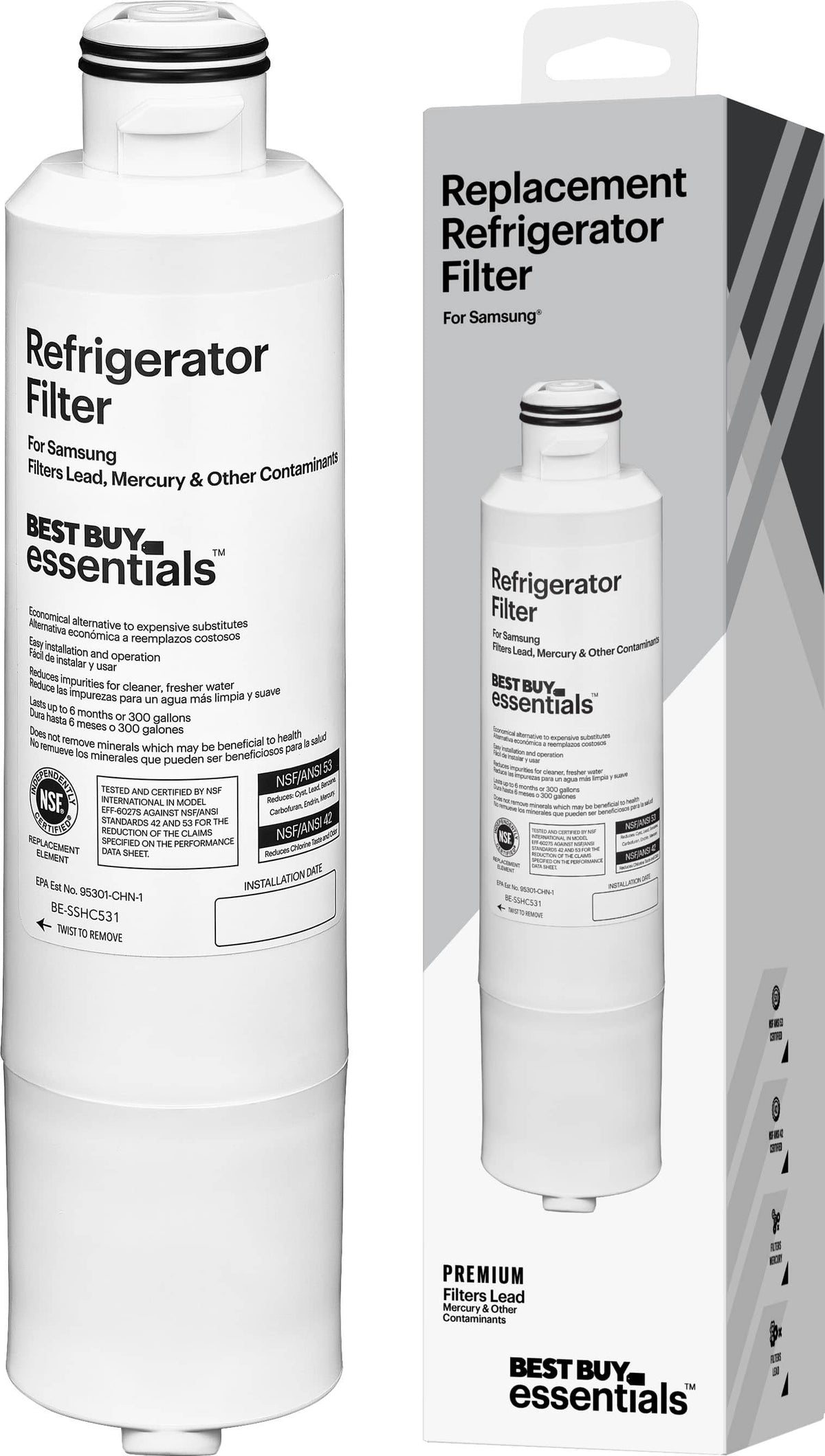 Best Buy essentials™ - NSF 42/53 Water Filter Replacement for Select Samsung Refrigerators - White
