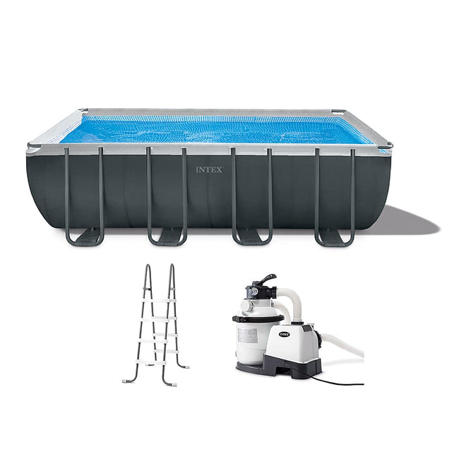 Front. Intex - Ultra XTR Rectangular Frame Swimming Pool Set w Pump Filter.