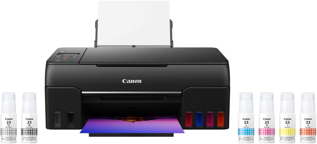 Front. Canon - PIXMA MegaTank G620 Wireless All-In-One Inkjet Printer - Black.