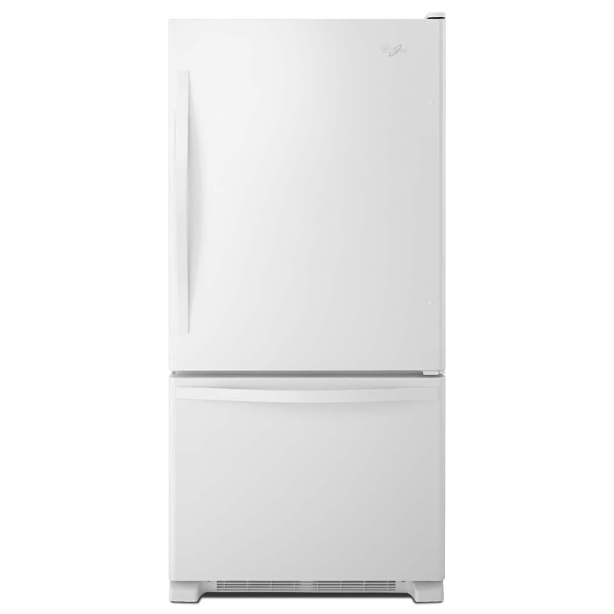 Whirlpool - 33 in. Wide 22 cu. ft. Bottom-Freezer Refrigerator with SpillGuard Glass Shelves - White on White