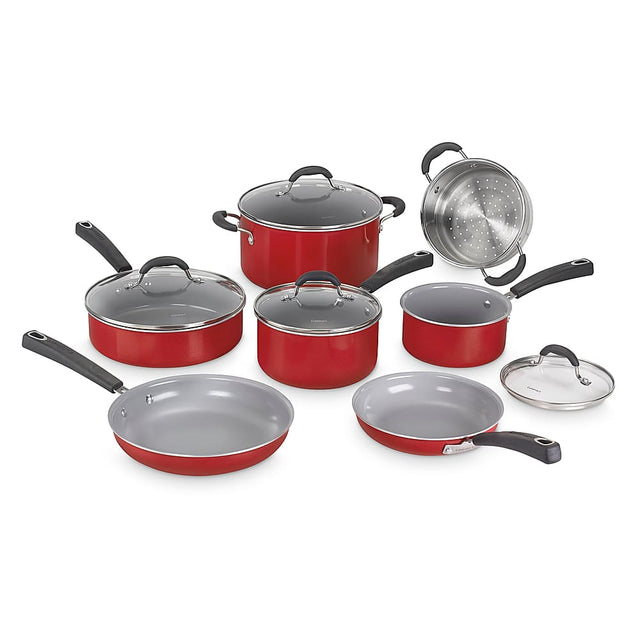 Alt View 11. Cuisinart - Ceramica XT Nonstick 11-Piece Cookware Set - Red.