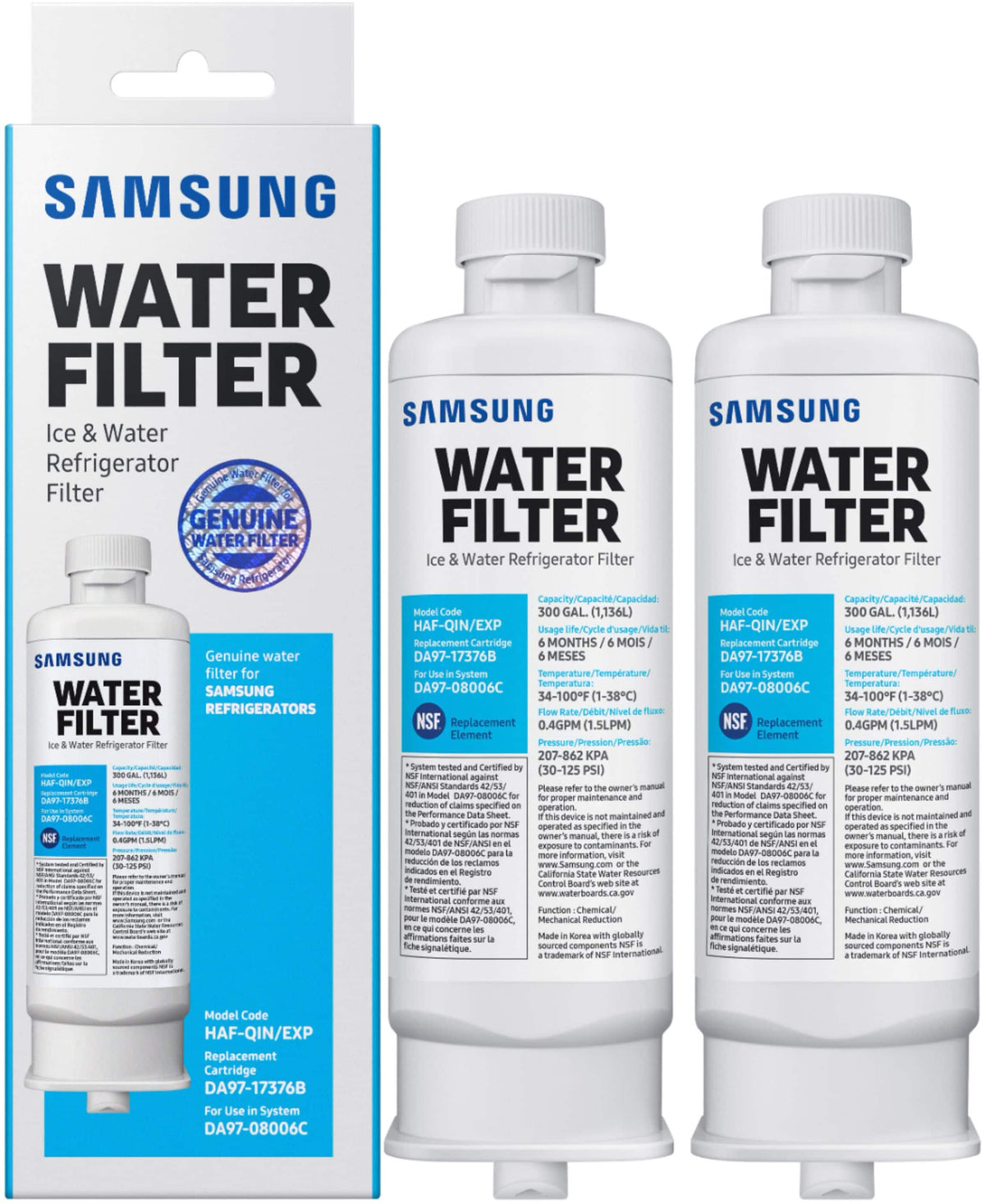 Samsung - HAF-QIN Refrigerator Water Filter 2 pack - White