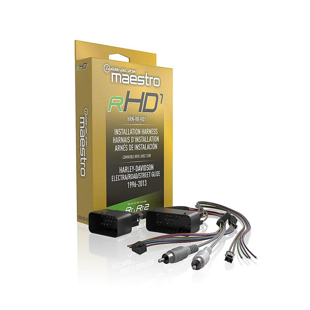 Front. Maestro - RHD1 Plug and Play T-Harness for Harley Davidson Motorcycles - Black.