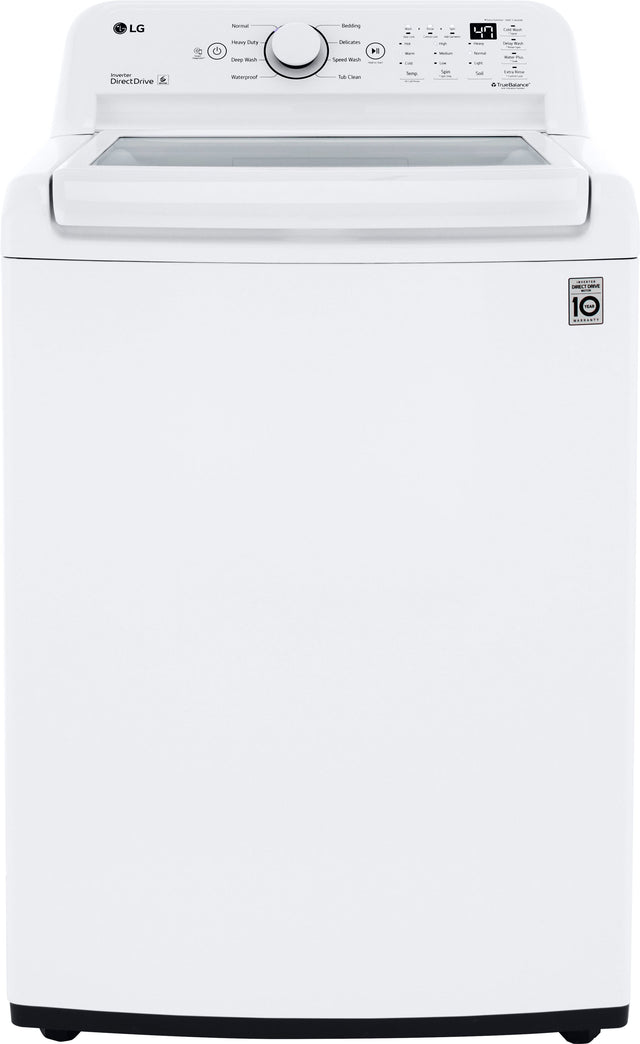 Front. LG - 4.5 Cu. Ft. High-Efficiency Top Load Washer with TurboDrum Technology - White.