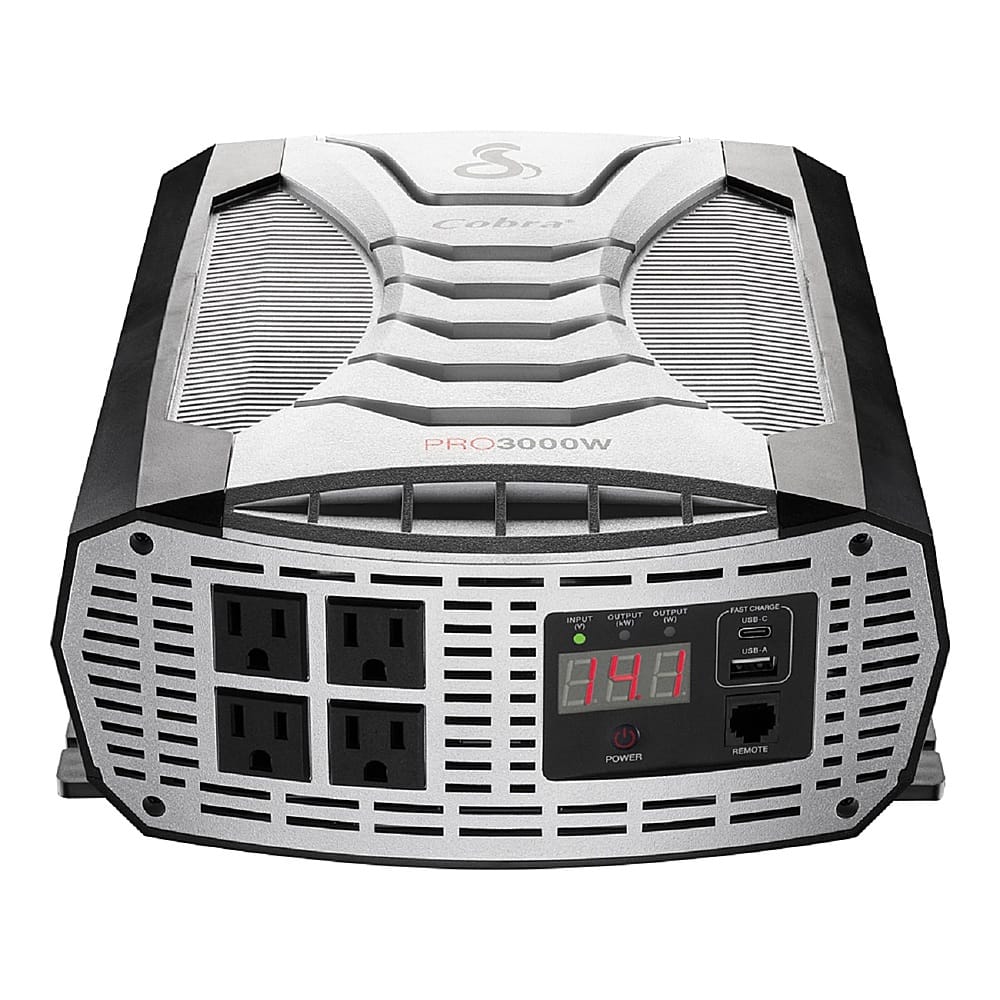 Cobra - PRO 3000 Watt Power Inverter with Fast Charge USB and Remote Control - Black