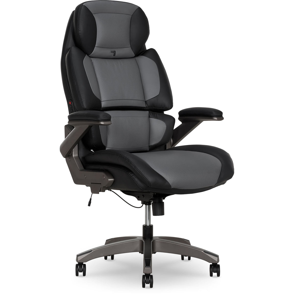 Sharper Image - S-950 Heated Ergonomic Polyurethane Swivel Executive Massage Chair, (52755M-GRYBLK) - Gray/Black