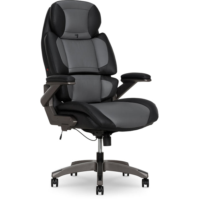 Front. Sharper Image - Sharper Image S-950 Heated Ergonomic Polyurethane Swivel Executive Massage Chair, Gray/Black (52755M-GRYBLK) - Gray/Black.