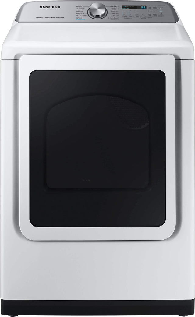 Front. Samsung - 7.4 Cu. Ft. Smart Electric Dryer with Steam Sanitize+ - White.