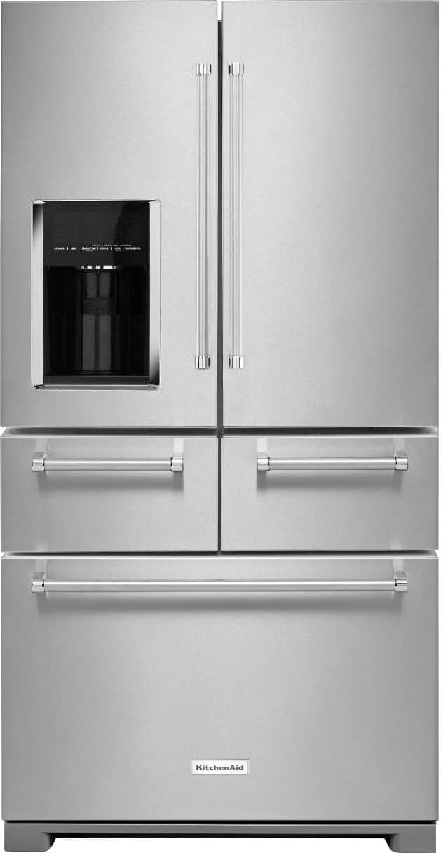 Front. KitchenAid - 25.8 Cu. Ft. 5-Door French Door Refrigerator - Stainless steel.
