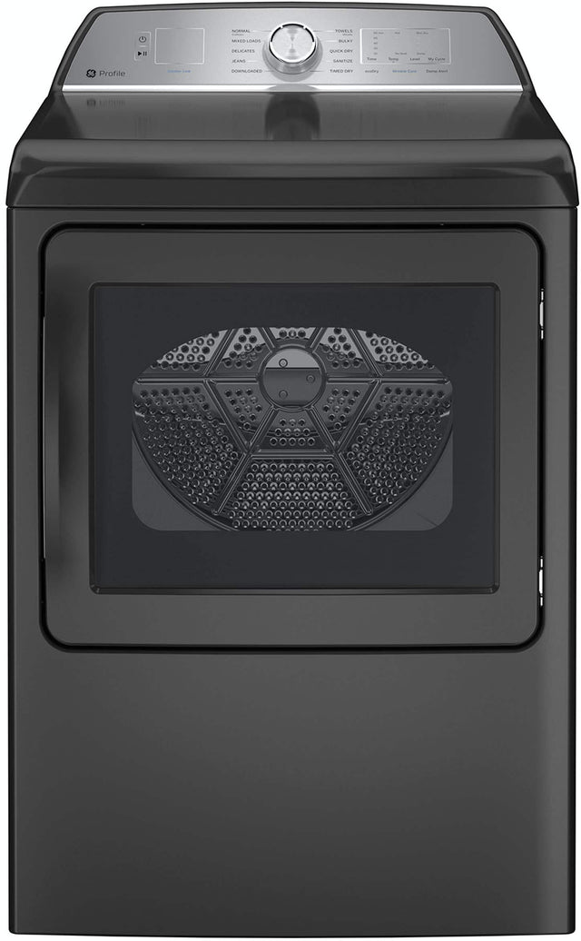 Front. GE Profile - 7.4 Cu. Ft. Smart Electric Dryer with Sanitize Cycle and Sensor Dry - Diamond Gray.