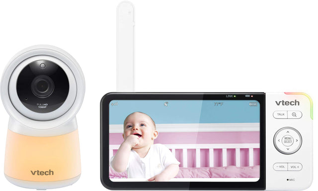 Front. VTech - Smart Wi-Fi Video Baby Monitor w/ 5” HC Display and 1080p HD Camera, Built-in night light, RM5754HD - White.