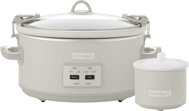 Front. Crock-Pot - Crockpot 7 qt. Programmable Slow Cooker with Locking Lid and Little Dipper - Mushroom.