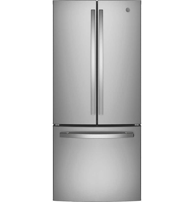 Front. GE - 20.8 Cu. Ft. French Door Refrigerator - Stainless Steel.