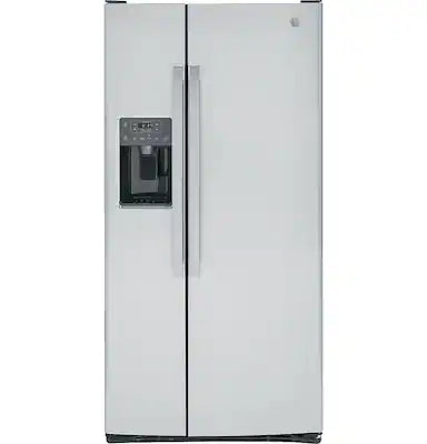GE - 33 in. Wide 23.0 Cu. Ft. Side-by-Side Refrigerator with External Ice & Water Dispenser