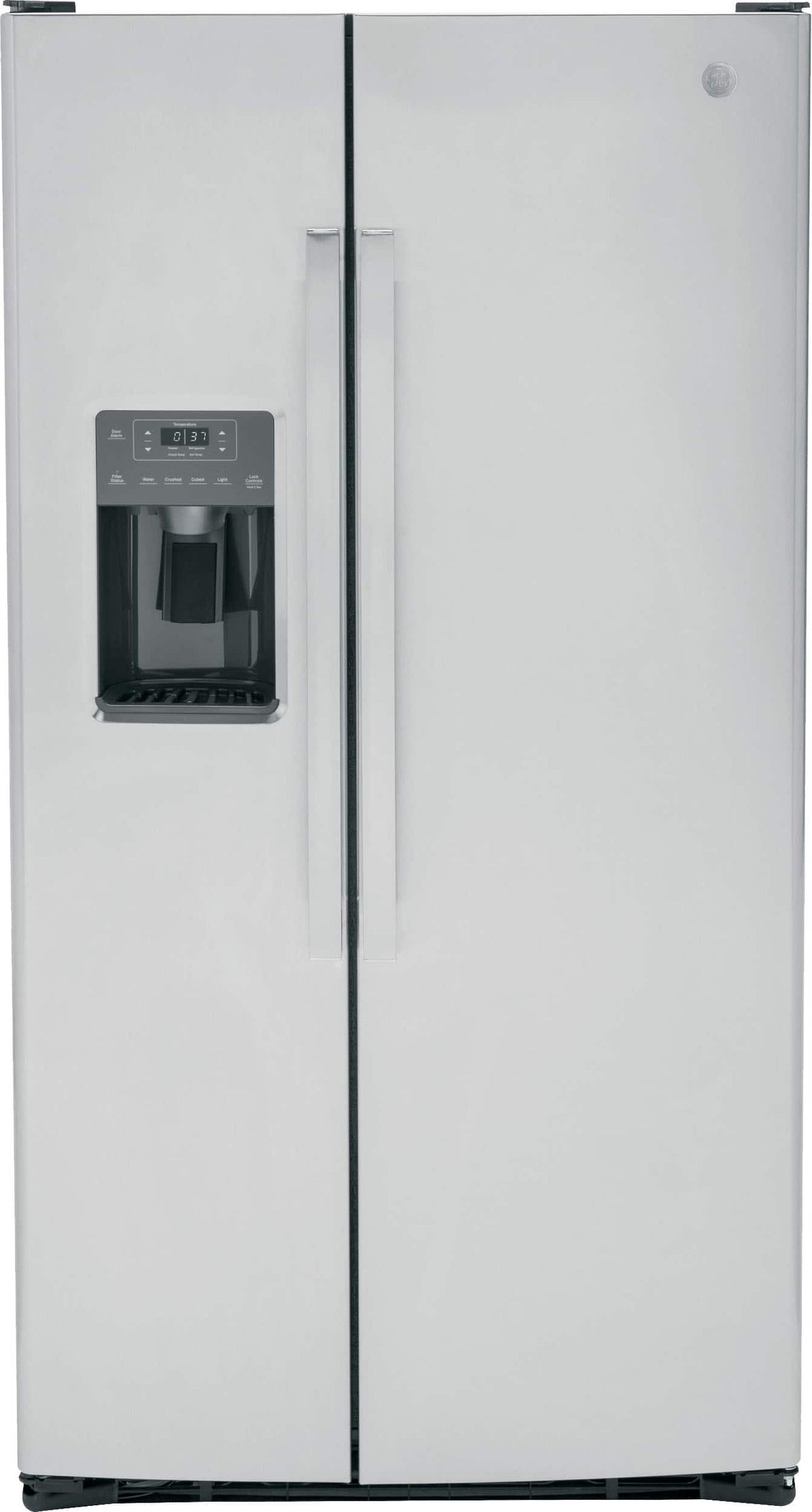 GE - 36 in. Wide 25.3 Cu. Ft. Side-by-Side Refrigerator with External Ice & Water Dispenser - Stainless Steel