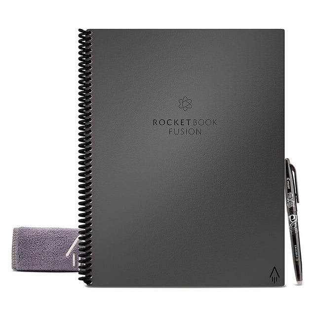 Front. Rocketbook - Fusion Smart Reusable Notebook 7 Page Styles 6" x 8.8" - Infinity Black.