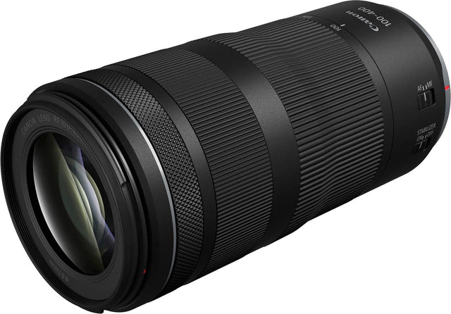 Front. Canon - RF100-400mm F5.6-I IS USM Telephoto Zoom Lens for EOS R-Series Cameras - Black.