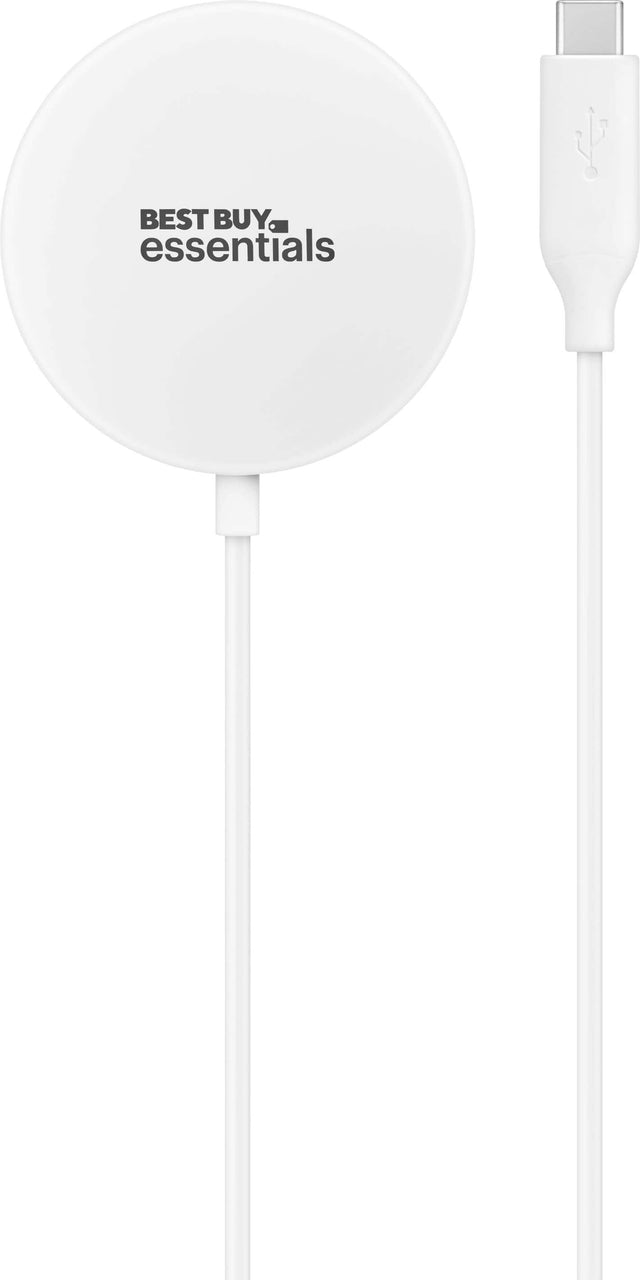 Front. Best Buy essentials™ - Magnetic 7.5W Wireless Charger for iPhone 12, 13, 14, and 15 MagSafe Compatible Devices - White.