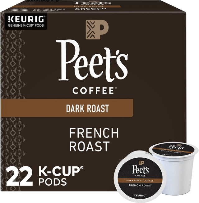 Front. Peet's Coffee - French Roast Coffee Pods, 22 Count.