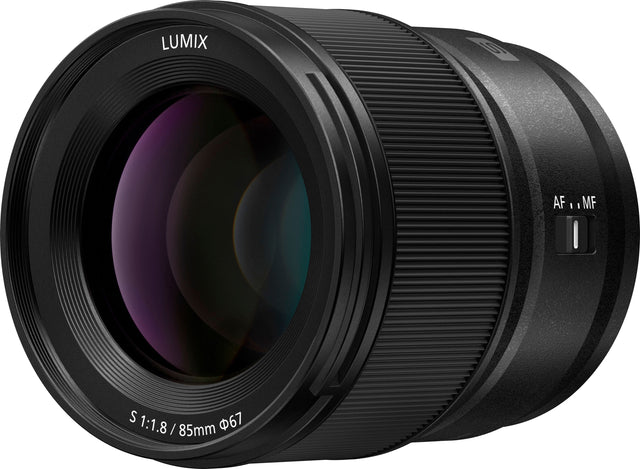 Front. Panasonic - LUMIX S-S85 85mm F1.8 L-Mount Lens for LUMIX S Series Cameras - Black.