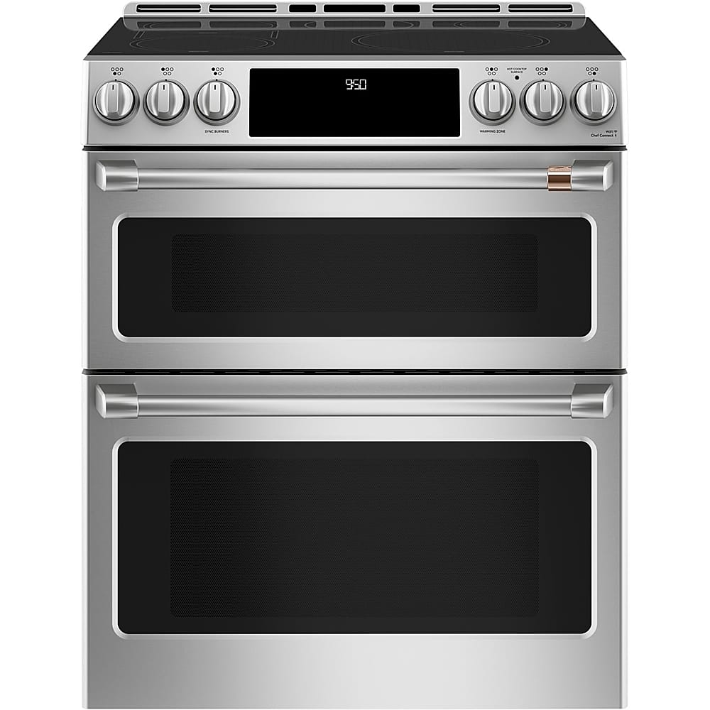 Café - 30 in. Wide 5 Elements 6.7 Cu. Ft. Slide-In Double Oven Electric Induction Convection Range, Customizable - Stainless Steel