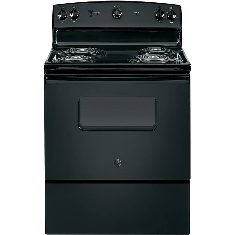 GE - 30 in. Wide 4 Elements 5.0 Cu. Ft. Freestanding Electric Range with Porcelain-Enamel Cooktop Surface - Black