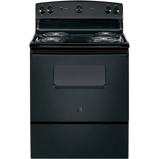 Front. GE - 5.0 Cu. Ft. Freestanding Electric Range - Black.