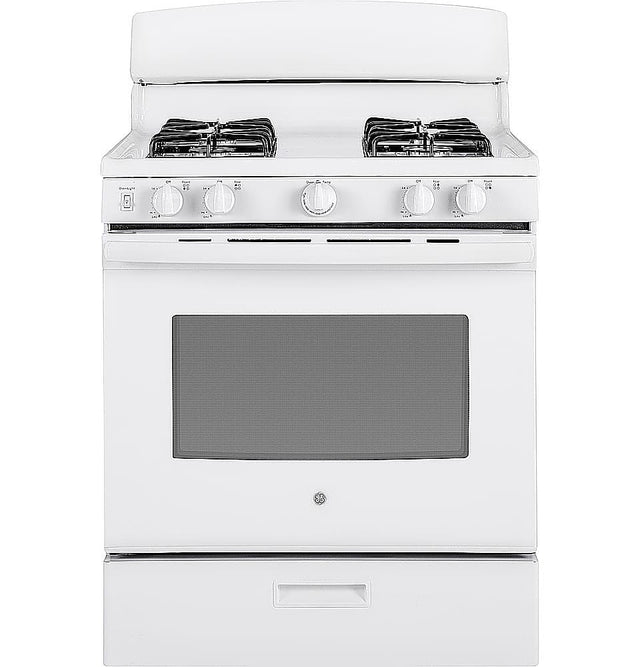 Front. GE - 4.8 Cu. Ft. Freestanding Gas Range - White.