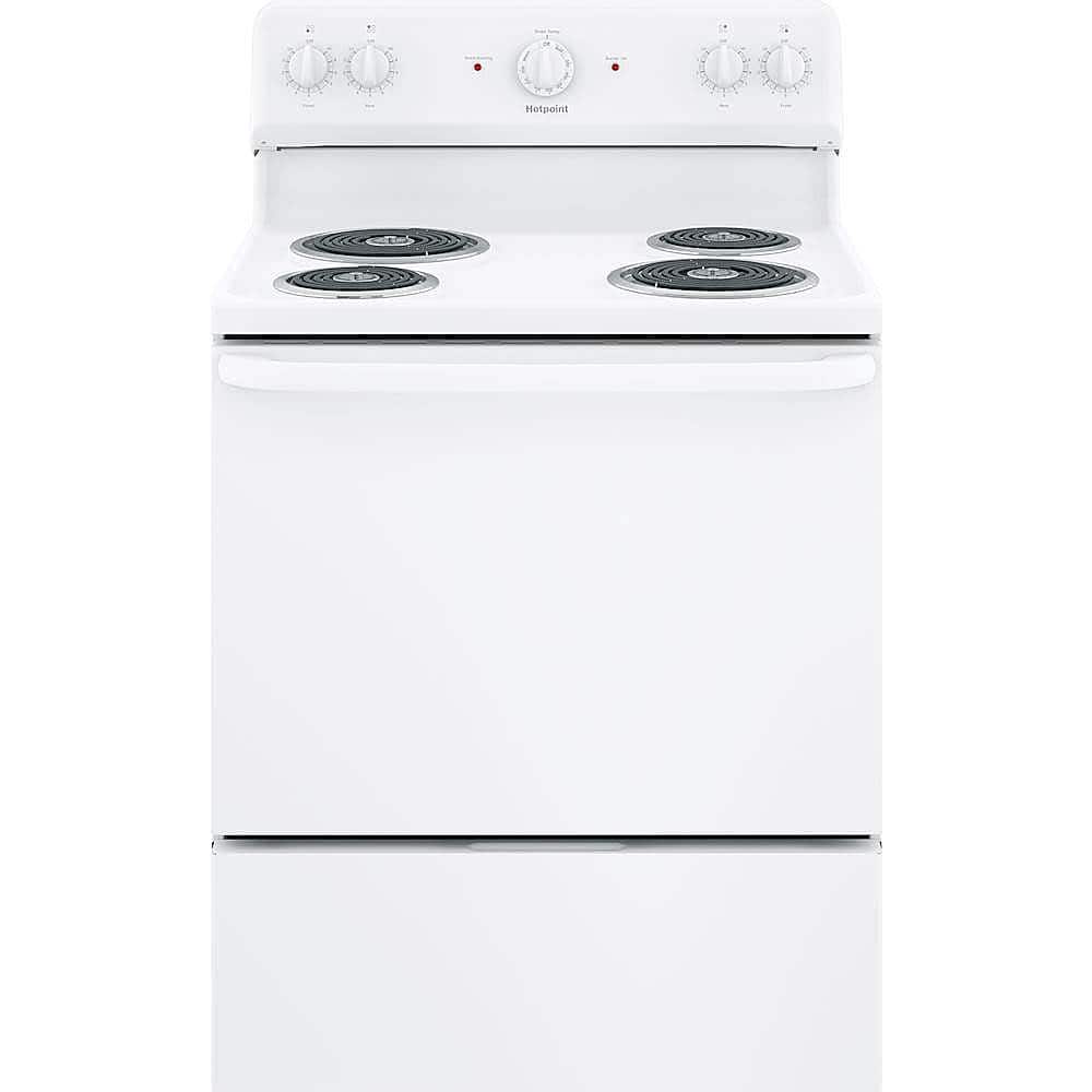 Hotpoint - 30 in. Wide 4 Element 5.0 Cu. Ft. Freestanding Electric Range with Porcelain Upswept Cooktop - White