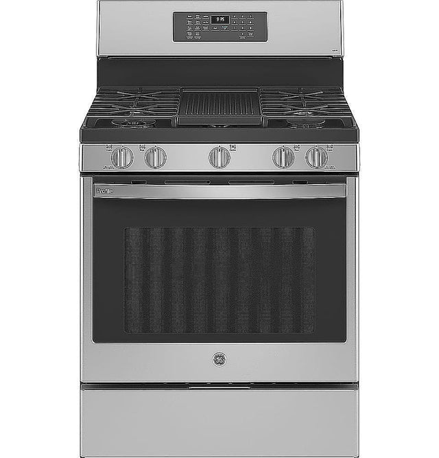 Front. GE Profile - 5.6 Cu. Ft. Freestanding Smart Gas True Convection Range with Hot Air Fry - Stainless Steel.