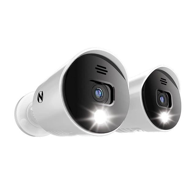 Front. Night Owl - Wired Add On 4K Ultra HD Spotlight Cameras with Audio (2-Pack) - White/Black.