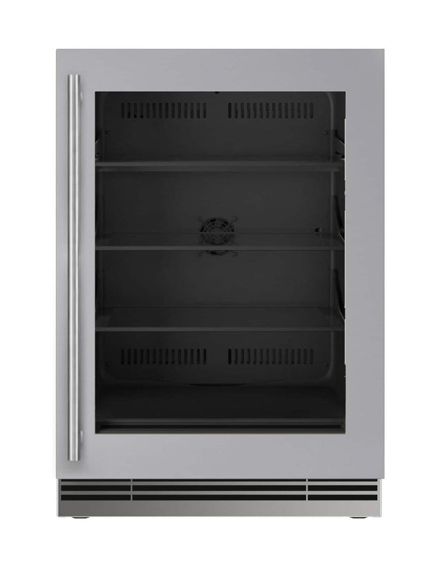 Front. U-Line - U-Line 24"W. 5.1 Cu.Ft. Built-In Stainless Steel Frame w. Glass Compact Refrigerator - Stainless Steel.