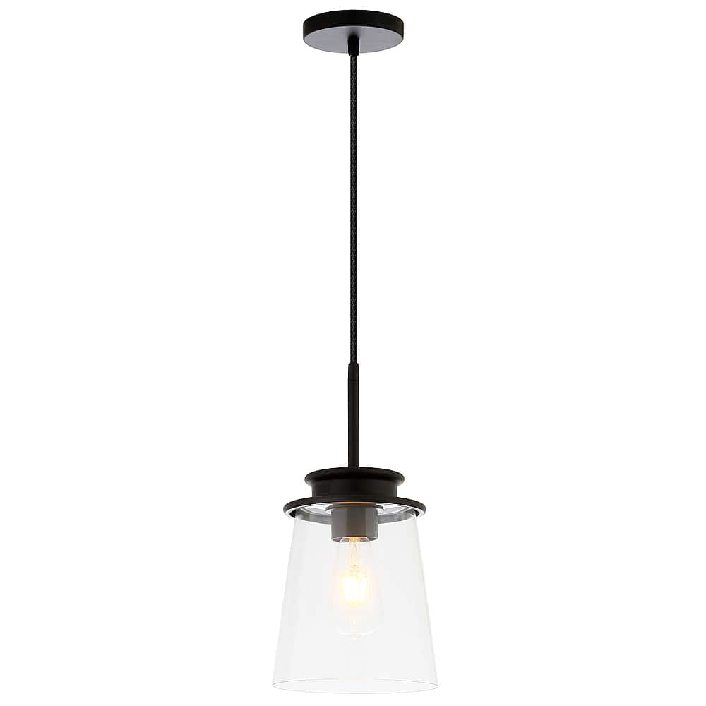 Hudson&Canal - Elwood Clear Glass Pendant - Blackened Bronze