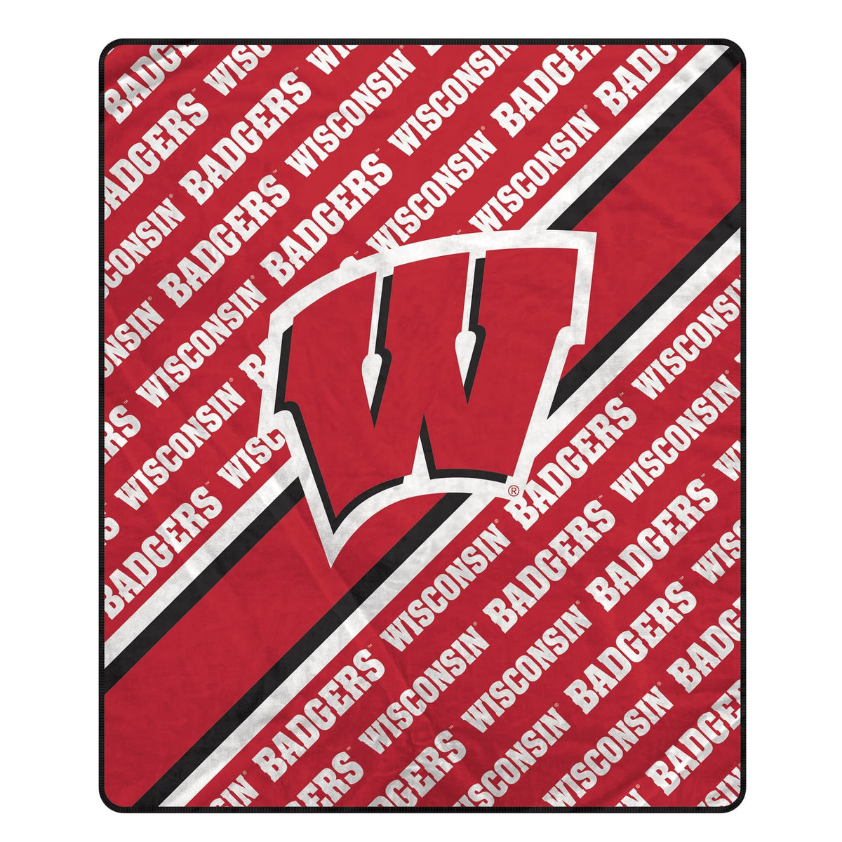 Pegasus - Wisconsin Badgers 60" x 70" Diagonal Lined Wordmark Ultra Soft Blanket - Multicolor
