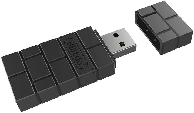 Front. 8BitDo - Wireless USB Adapter 2 for Most Gaming Controllers - Black.