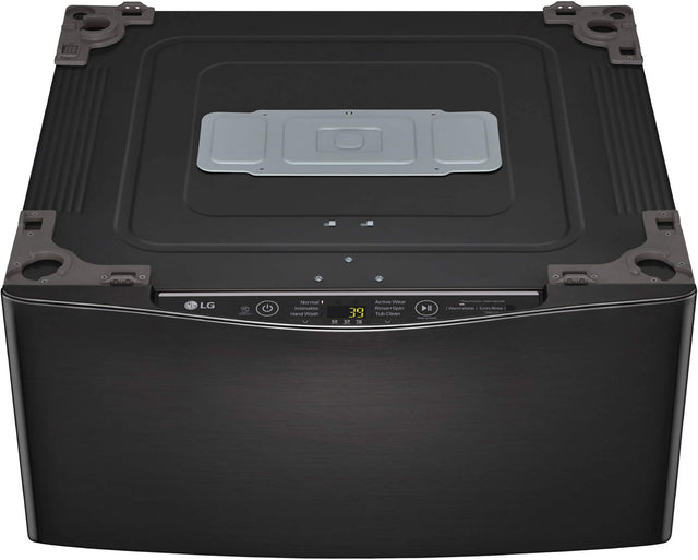 Front. LG - SideKick 1.0 Cu. Ft. High-Efficiency Top Load Pedestal Washer with 3-Motion Technology - Black steel.