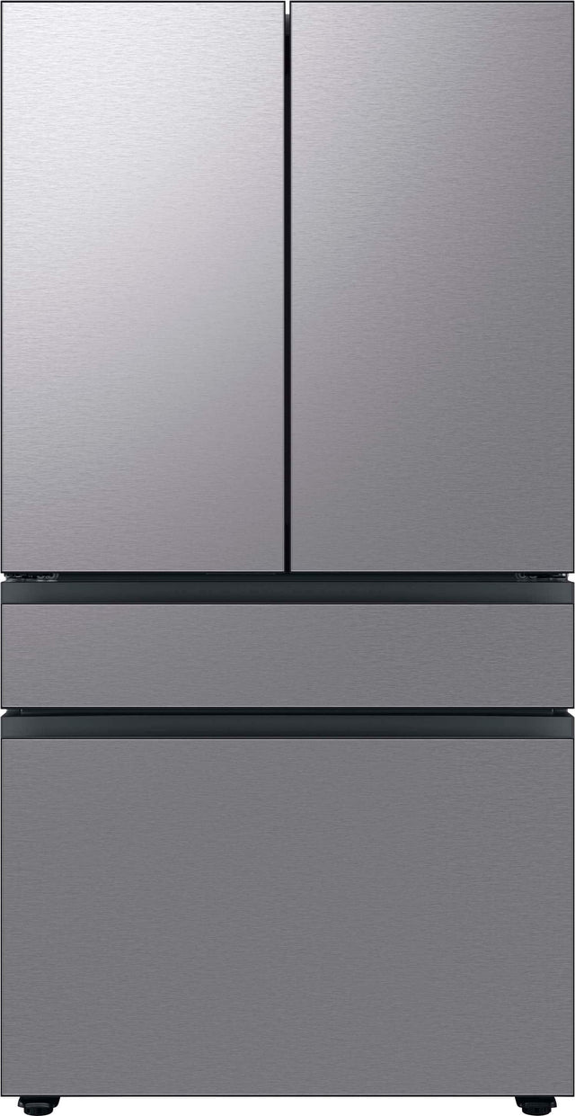 Front. Samsung - 36 in. Wide BESPOKE 29 cu. ft. 4-Door French Door Smart Refrigerator with Beverage Center - Fingerprint Resistant Stainless Steel.