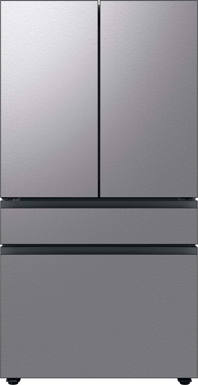 Front. Samsung - 36 in. Wide BESPOKE 23 cu. ft. 4-Door French Door Counter Depth Smart Refrigerator with Beverage Center - Stainless Steel.