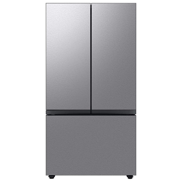 Front. Samsung - 36 in. Wide BESPOKE 24 cu. ft. French Door Counter Depth Smart Refrigerator with Beverage Center - Fingerprint Resistant Stainless Steel.