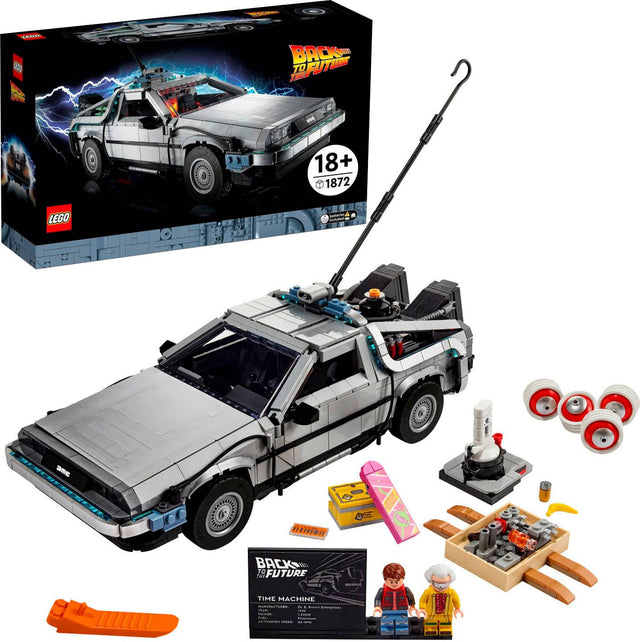 Front. LEGO - Back to the Future Time Machine 10300 Toy Building Kit for Adults (1,856 Pieces).