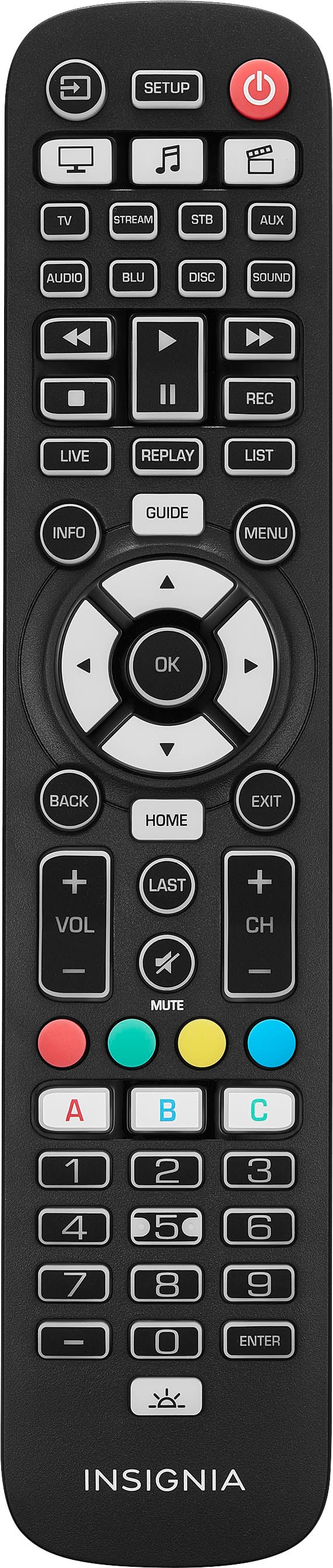 Insignia™ - 8-Device Backlit Universal Remote - Black